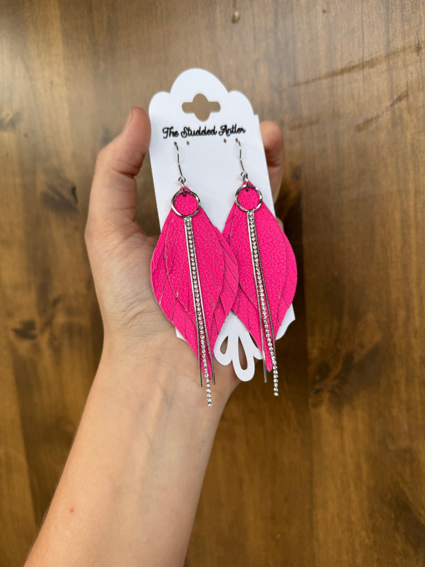 Hot pink Hypoallergenic Fringe Leather Earrings