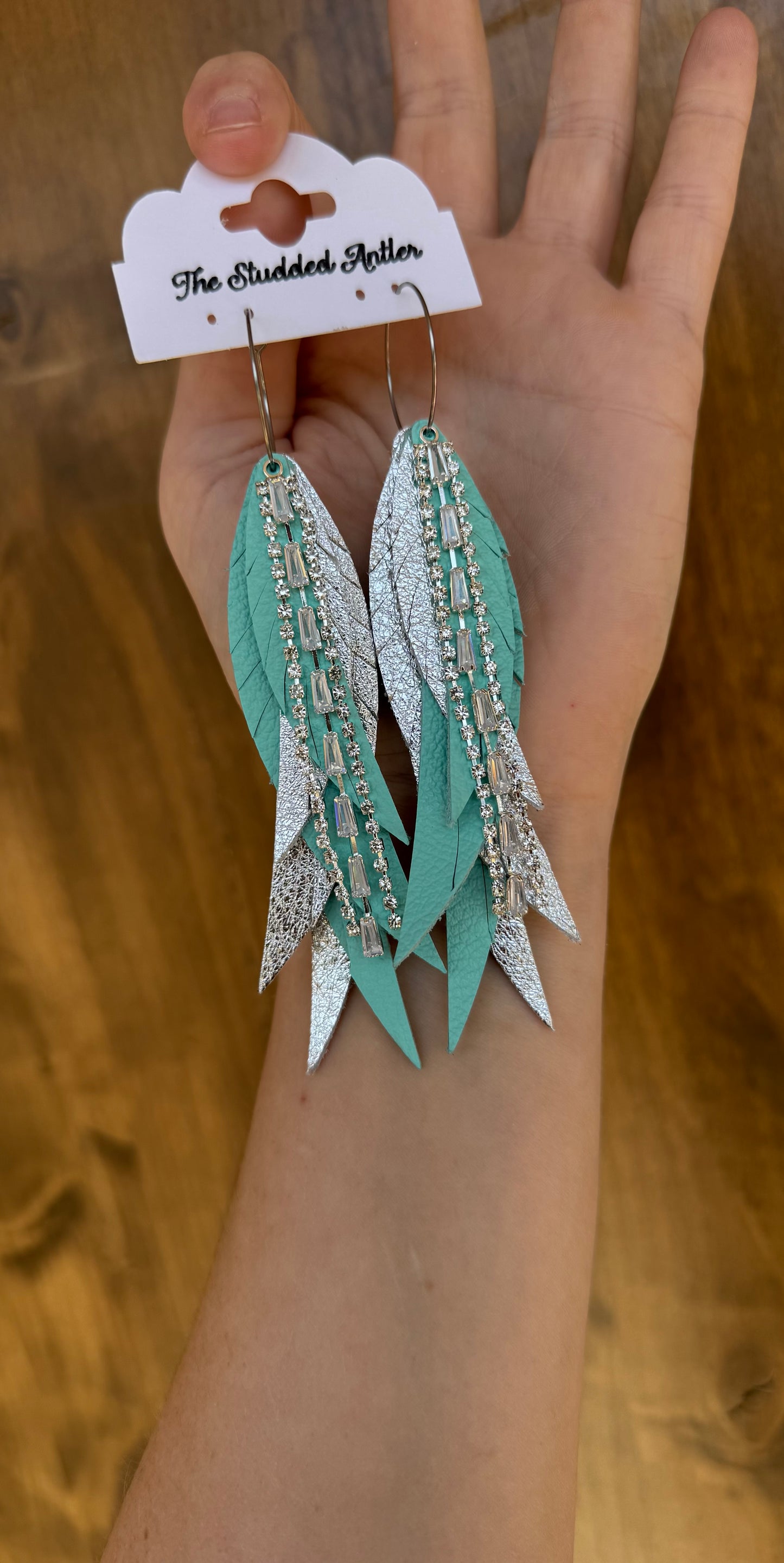 Feather-leather-fringed-earrings-hypoallergenic