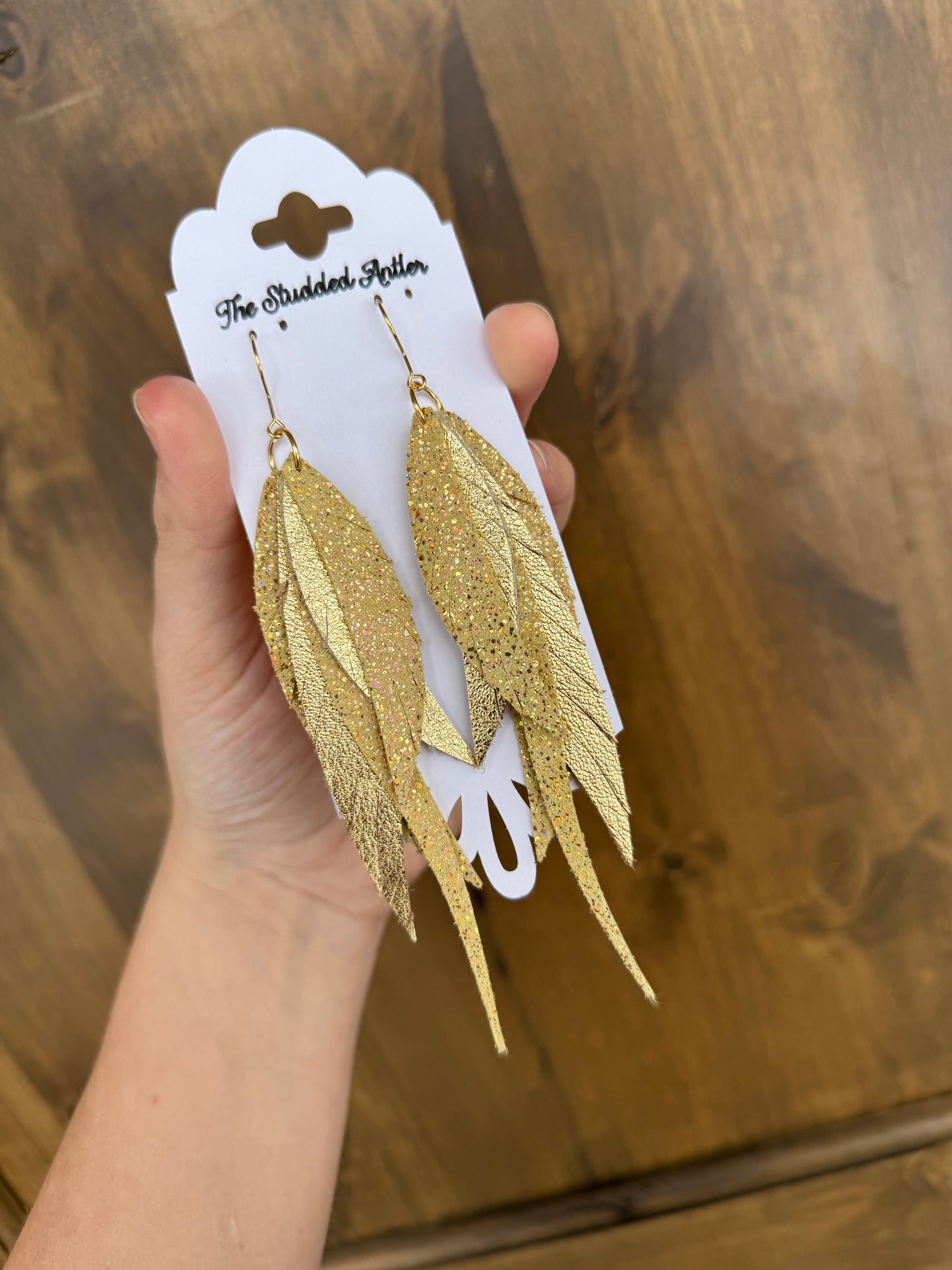 Stunning Gold Handmade Hypoallergenic Leather Earrings
