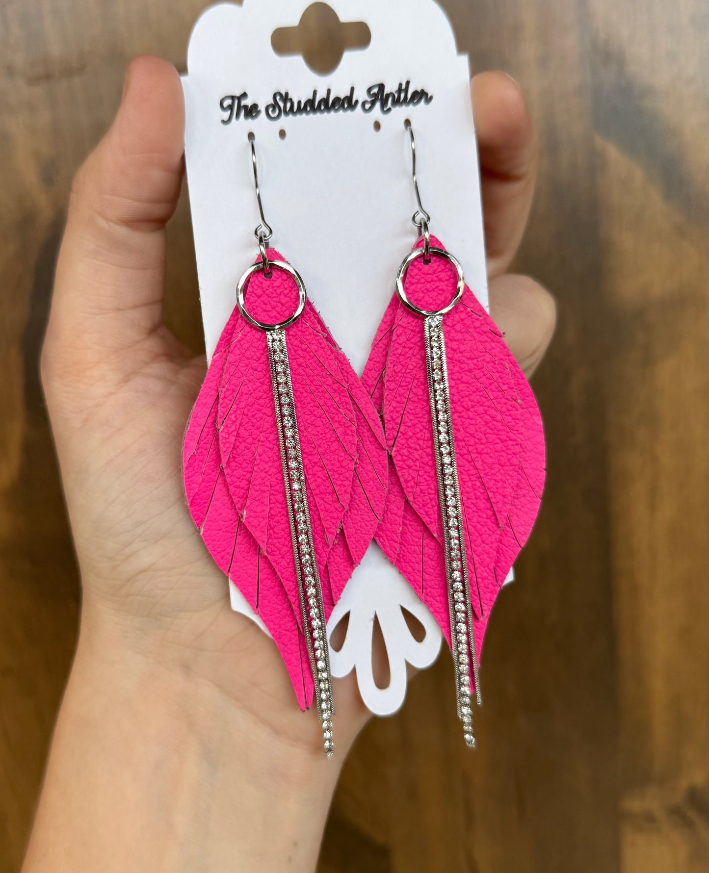 Hot pink Hypoallergenic Fringe Leather Earrings