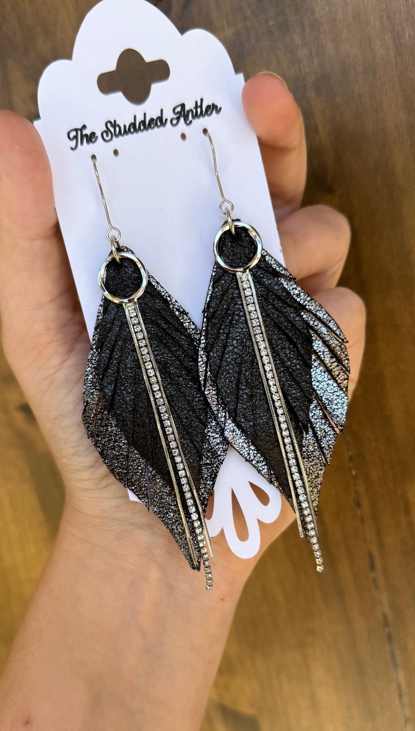 Western-style-leather-earrings-with-bling 