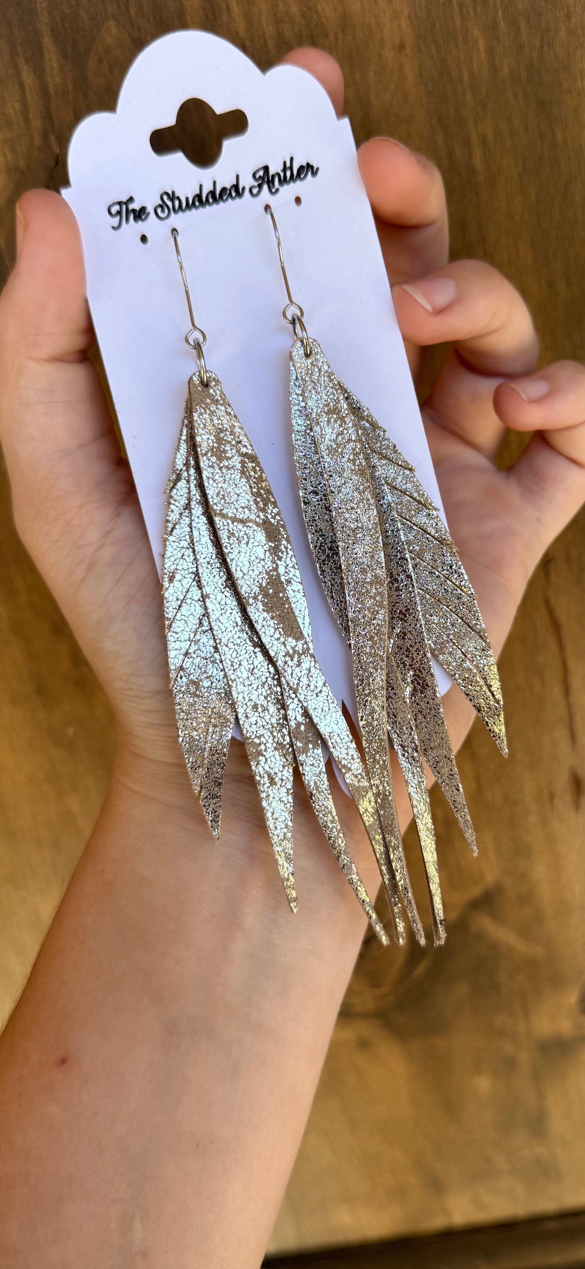 Champagne-gold-leather-earrings