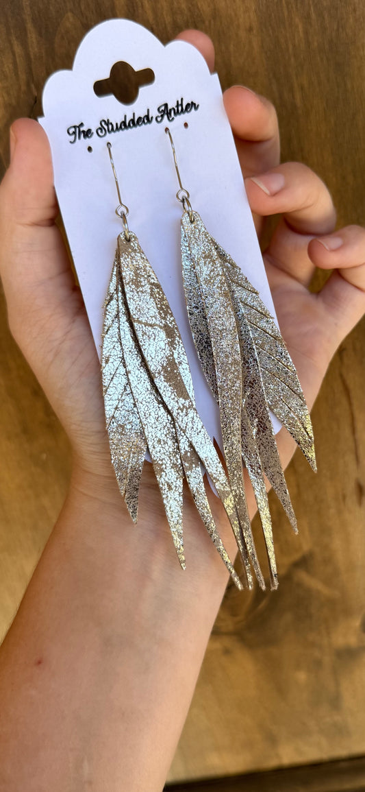 Champagne-gold-leather-earrings